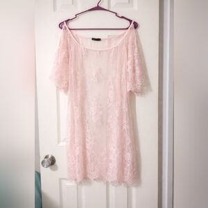 Pink Lace Sheer Dress